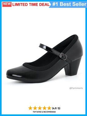 Orthopedic Mary Jane Dress Shoes Faux Leather Buckle Heel